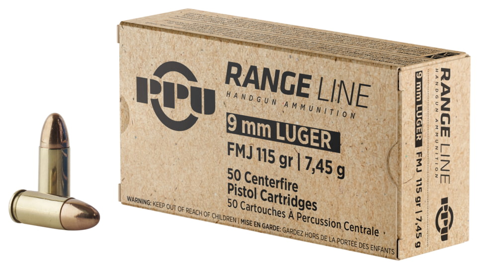 PPU PPR9 Range 9mm Luger 115 Gr Full Metal Jacket 50 Bx/ 20 Cs