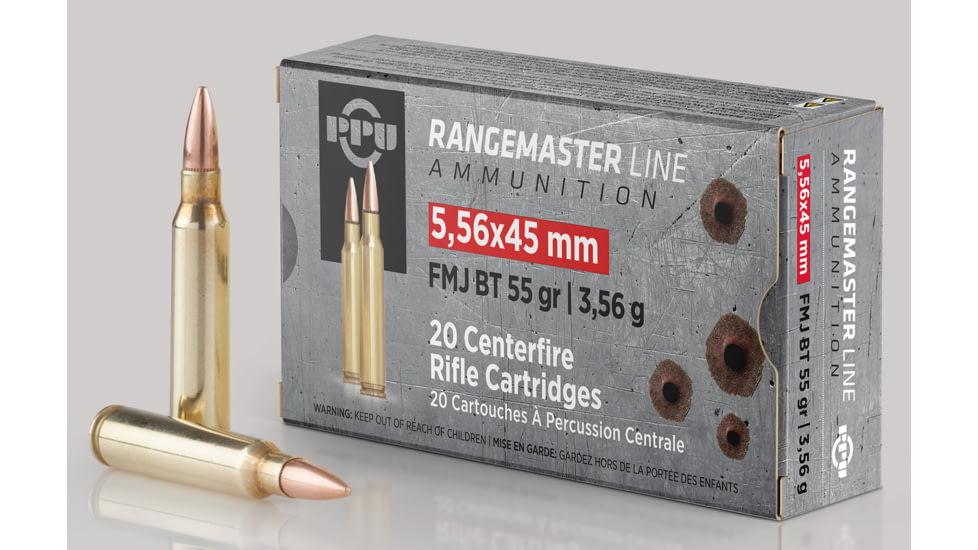 PPU PPRM5561 Rangemaster 5.56x45mm NATO 55 Gr Full Metal Jacket Boat Tail FMJB