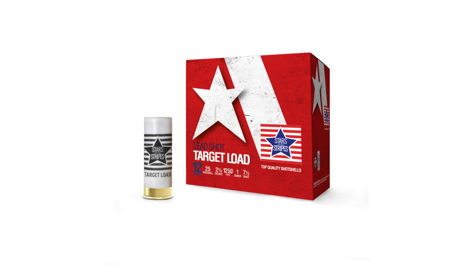PPU Stars &amp; Stripes Target Load Shotshell 12 Ga, 2 3/4'', 1 oz #7.5, 1250 fps, 25 Rnd, CT12875