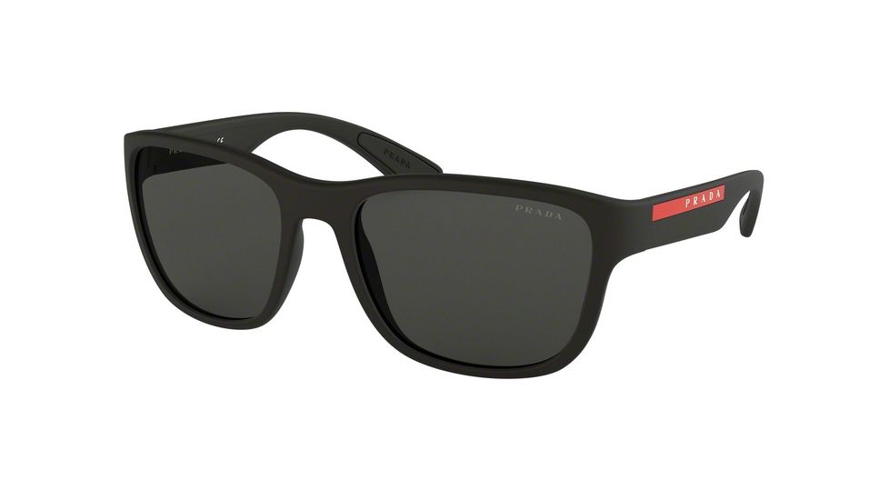 Prada ACTIVE PS01US Sunglasses DG05S0-59 - Black Rubber Frame, Grey Lenses