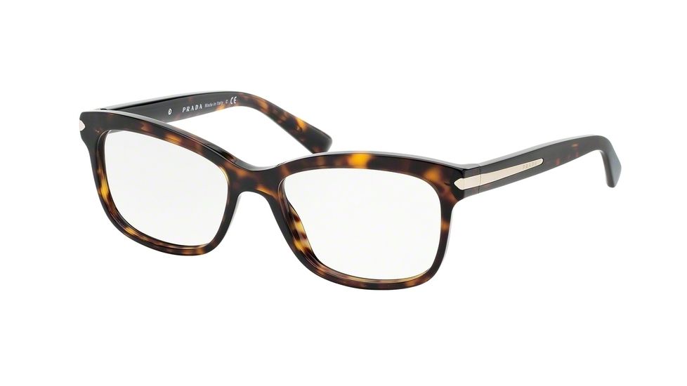 Prada ARROW PR10RV Single Vision Prescription Eyeglasses 2AU1O1-55 - Havana Frame