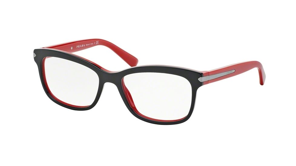 Prada ARROW PR10RV Single Vision Prescription Eyeglasses 7I61O1-53 - Top Black/red Frame