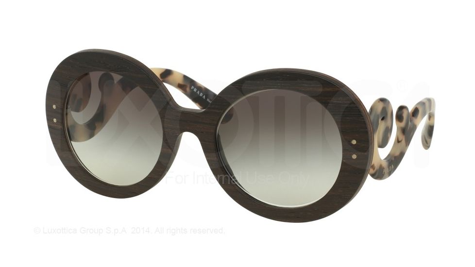 Prada BAROQUE PR27RS Single Vision Prescription Sunglasses PR27RS-UBT0A7-55 - Lens Diameter 55 mm, Frame Color Ebony Malabar