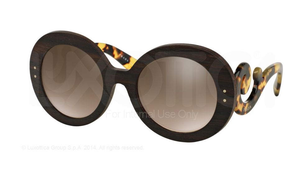 Prada BAROQUE PR27RS Single Vision Prescription Sunglasses PR27RS-UBT4O2-55 - Lens Diameter 55 mm, Frame Color Ebony Malabar