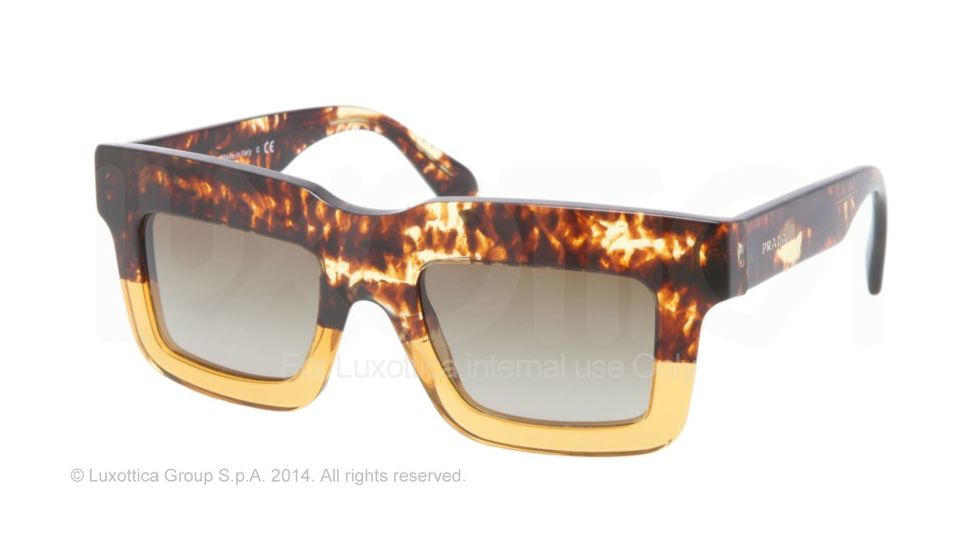 Prada CAST PR11QS Bifocal Prescription Sunglasses PR11QS-DG61X1-48 - Lens Diameter 48 mm, Frame Color Spotted Brown On Yellow