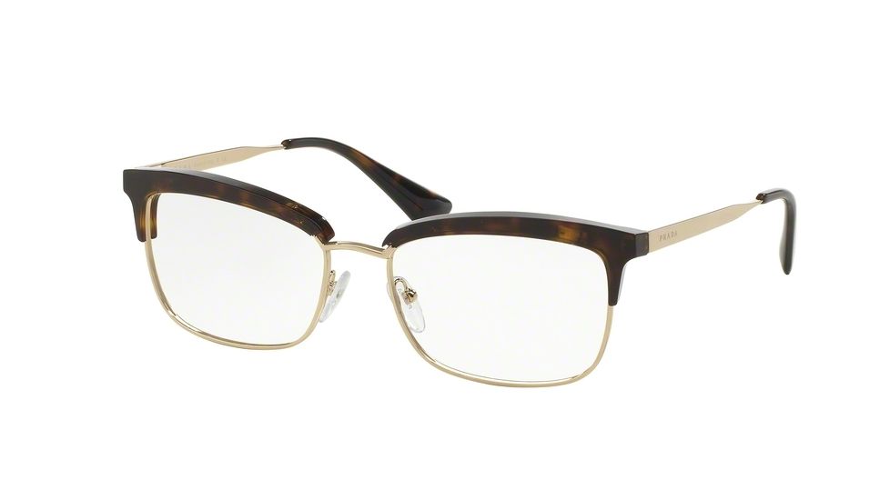 Prada CINEMA' PR08SV Single Vision Prescription Eyeglasses 2AU1O1-53 - Havana Frame