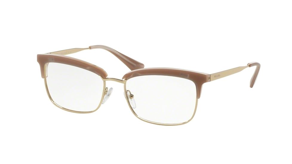 Prada CINEMA' PR08SV Single Vision Prescription Eyeglasses UEC1O1-53 - Opal Powder/pink/opal Powder Frame