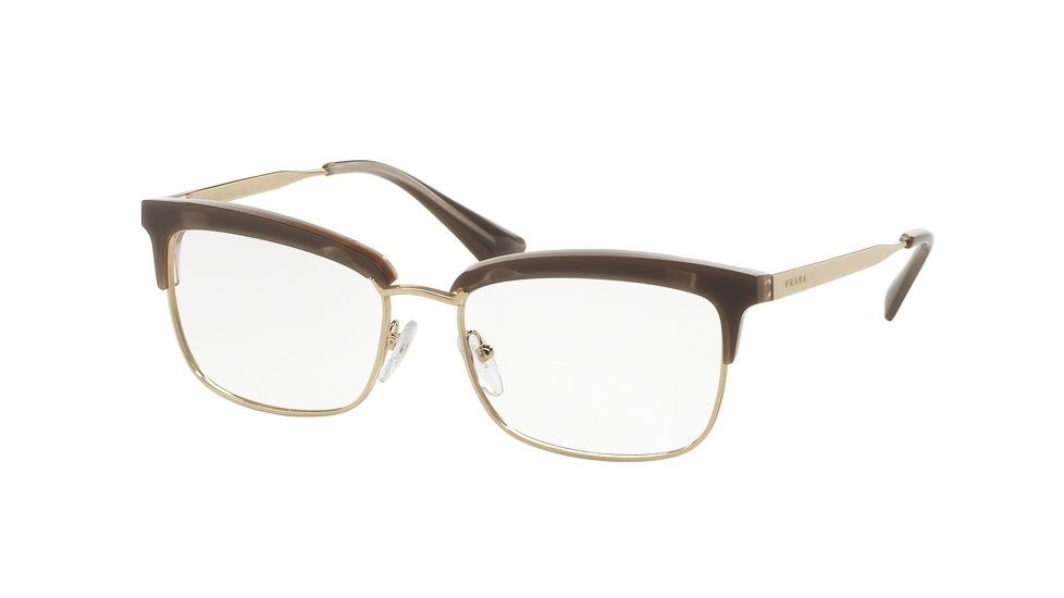 Prada CINEMA' PR08SV Single Vision Prescription Eyeglasses UED1O1-53 - Opal Brown/beige/opal Brown Frame