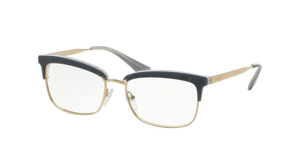 Prada CINEMA' PR08SV Single Vision Prescription Eyeglasses UEE1O1-53 - Opal Grey/azure/opal Grey Frame