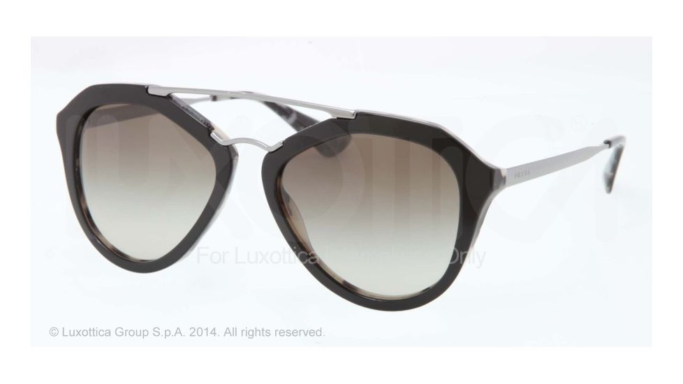 Prada CINEMA' PR12QS Single Vision Prescription Sunglasses PR12QS-ROK4M1-54 - Lens Diameter 54 mm, Frame Color Top Black/white Havana