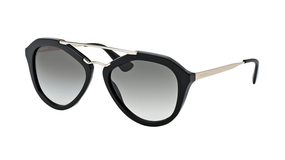 Prada CINEMA PR12QSA Single Vision Prescription Sunglasses, 54mm, Black, PR12QSA-1AB0A7-54-SV
