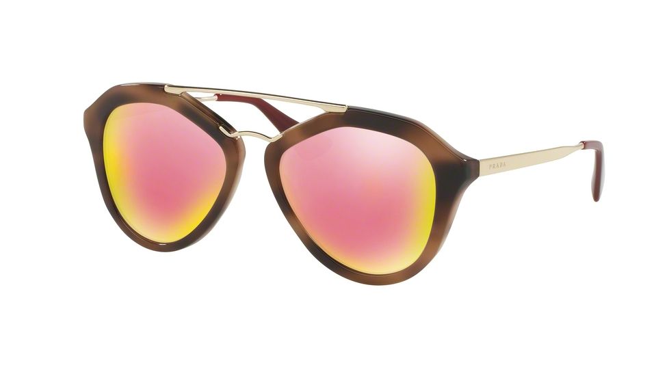 Prada CINEMA PR12QSA Single Vision Prescription Sunglasses PR12QSA-USG5L2-54 - Lens Diameter 54 mm, Frame Color Striped Brown