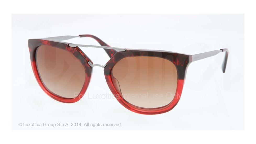 Prada CINEMA' PR13QS Single Vision Prescription Sunglasses PR13QS-RO01Z1-54 - Lens Diameter 54 mm, Frame Color Red Havana Grad Red
