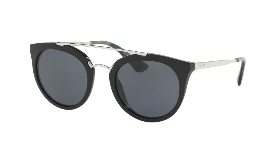 Prada CINEMA PR23SSF Single Vision Prescription Sunglasses, 52mm, Black, PR23SSF-1AB1A1-52-SV