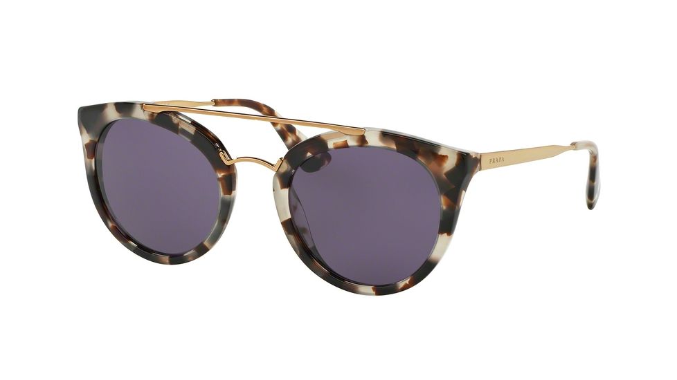 Prada CINEMA PR23SSF Single Vision Prescription Sunglasses PR23SSF-UAO6O2-52 - Lens Diameter 52 mm, Frame Color White Havana