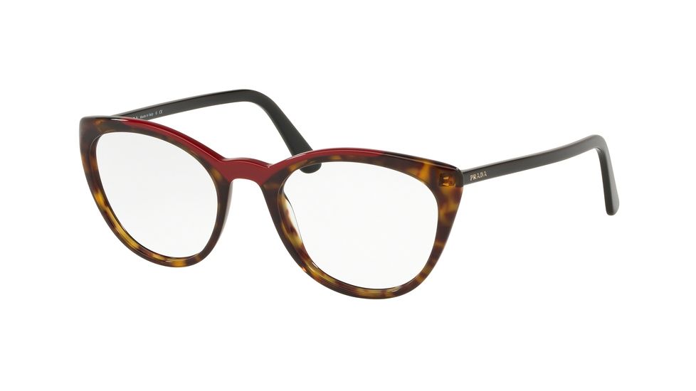 Prada CONCEPTUAL PR07VV Bifocal Prescription Eyeglasses, 51mm, Havana/Red, PR07VV-3201O1-51-BI
