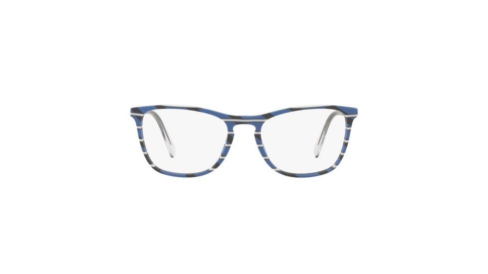 Prada CONCEPTUAL PR08VVF Progressive Prescription Eyeglasses 3191O1-55 - Striped Grey Blue