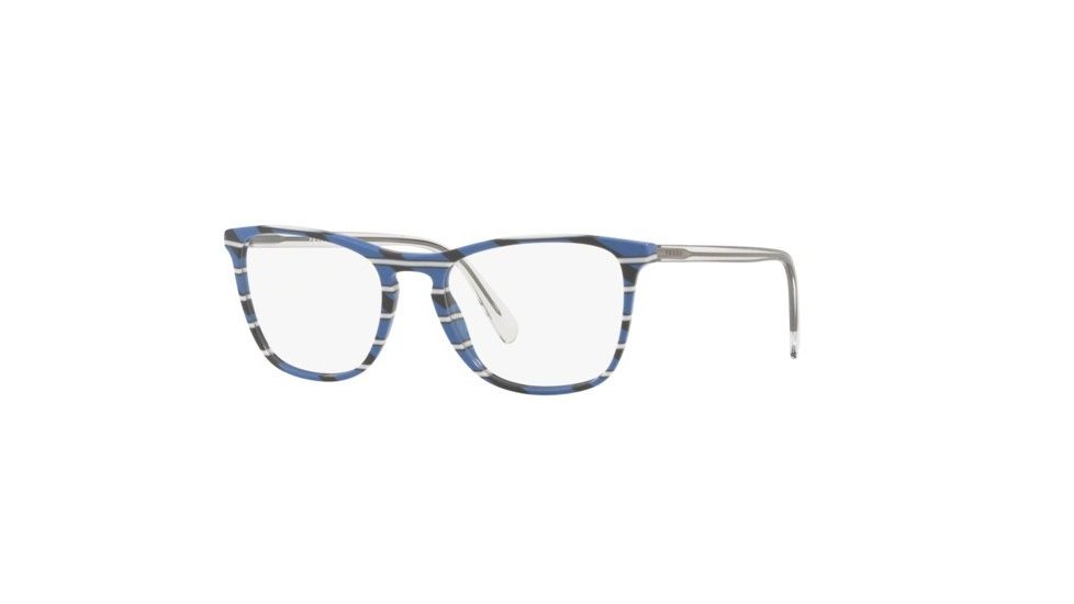 Prada CONCEPTUAL PR08VVF Progressive Prescription Eyeglasses 3191O1-55 - Striped Grey Blue