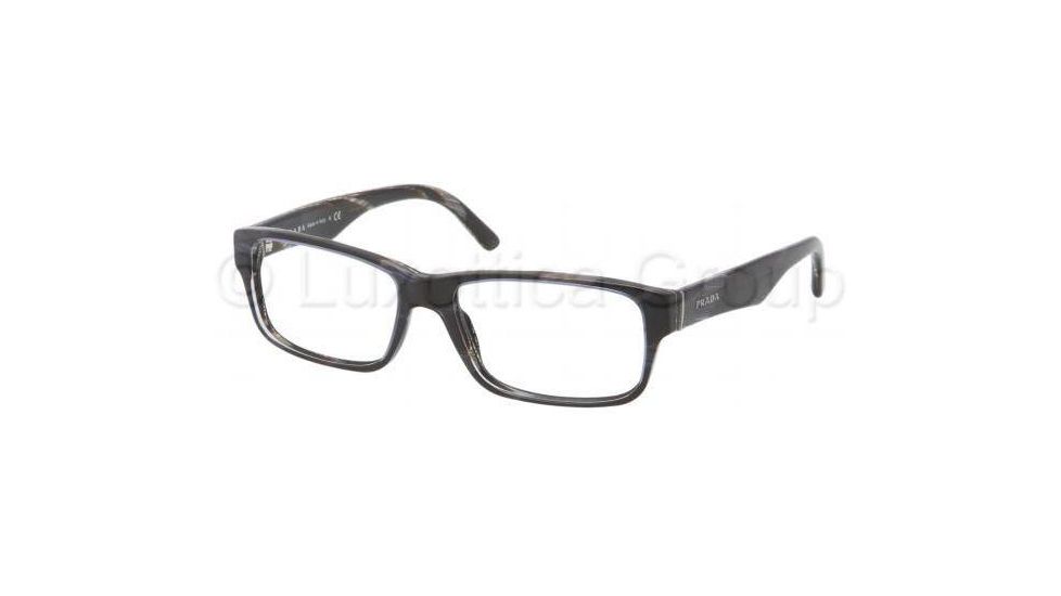 Prada Eyeglass Frames PR16MV EAR1O1-5516 - Top Striped Blue / Horn Frame