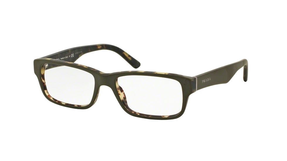 Prada Eyeglass Frames PR16MV UBF1O1-55 - Top Green/matte Tortoise Frame