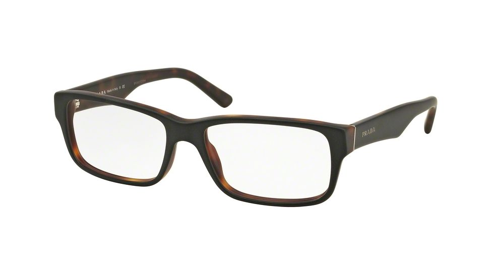 Prada Eyeglass Frames PR16MV UBH1O1-55 - Top Black/matte Tortoise Frame