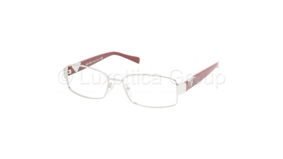 Prada Eyeglasses PR56NV with No-Line Progressive Rx Prescription Lenses 1BC1O1-5316 - Silver Frame