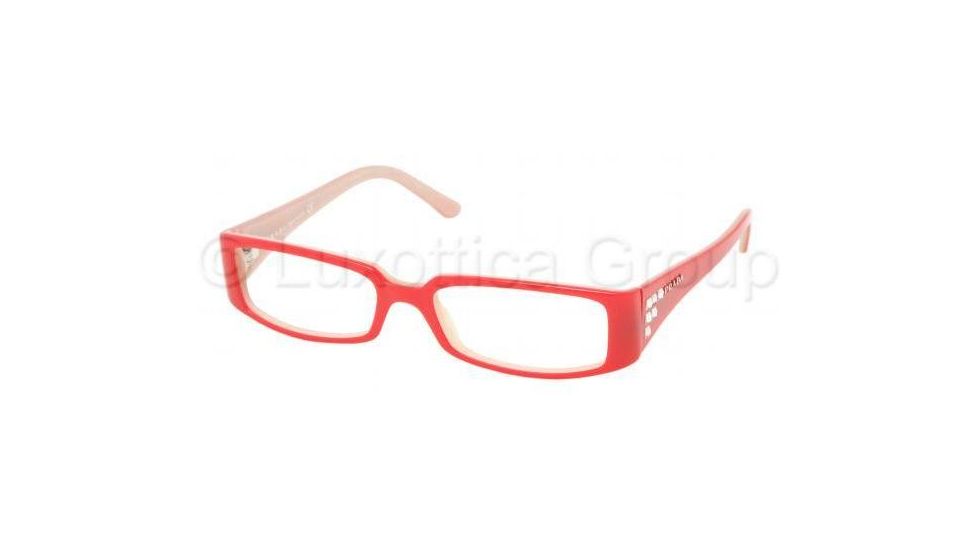 Prada Eyeglasses PR06LV with No-Line Progressive Rx Prescription Lenses 7WS1O1-5216 - Red 