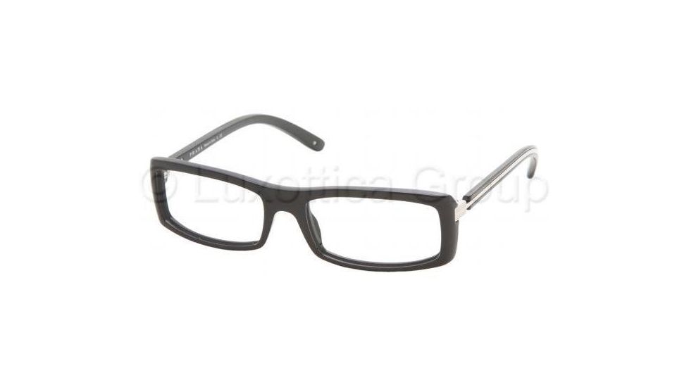 Prada Eyeglasses PR21LV with Rx Prescription Lenses 1AB1O1-5217 - Gloss Black 