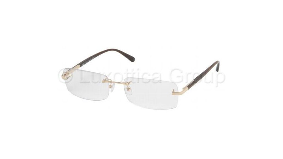 Prada Eyeglasses PR69LV with No-Line Progressive Rx Prescription Lenses 5AK1O1-5516 - Shiny Gold 