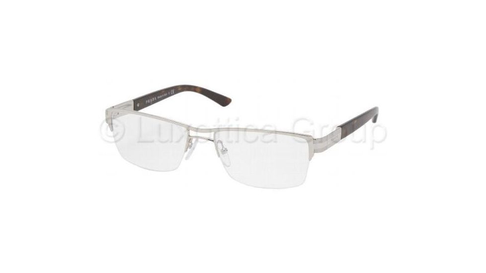 Prada Eyeglasses PR74LV with Rx Prescription Lenses 1BC1O1-5117 - Silver 