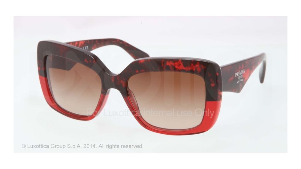 Prada HANDBAG PR03QS Bifocal Prescription Sunglasses PR03QS-RO01Z1-55 - Lens Diameter 55 mm, Frame Color Red Havana Grad Red
