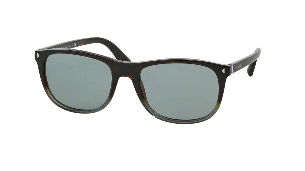 Prada JOURNAL PR01RS Single Vision Prescription Sunglasses PR01RS-TKT3C2-57 - Lens Diameter 57 mm, Frame Color Dark Havana Grad Opal Grey