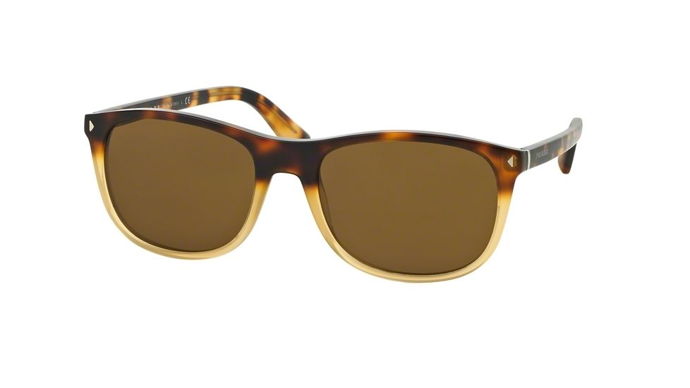 Prada JOURNAL PR01RS Single Vision Prescription Sunglasses PR01RS-TKZ2P1-57 - Lens Diameter 57 mm, Frame Color Light Havana Grad Opal Yellow