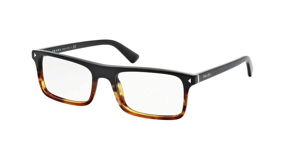 Prada JOURNAL PR02RV Progressive Prescription Eyeglasses TFJ1O1-54 - Black/Striped Havana Frame