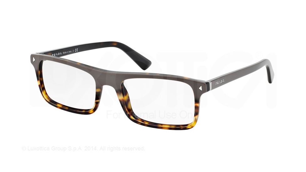 Prada JOURNAL PR02RV Progressive Prescription Eyeglasses TFL1O1-54 - Grey/havana Frame