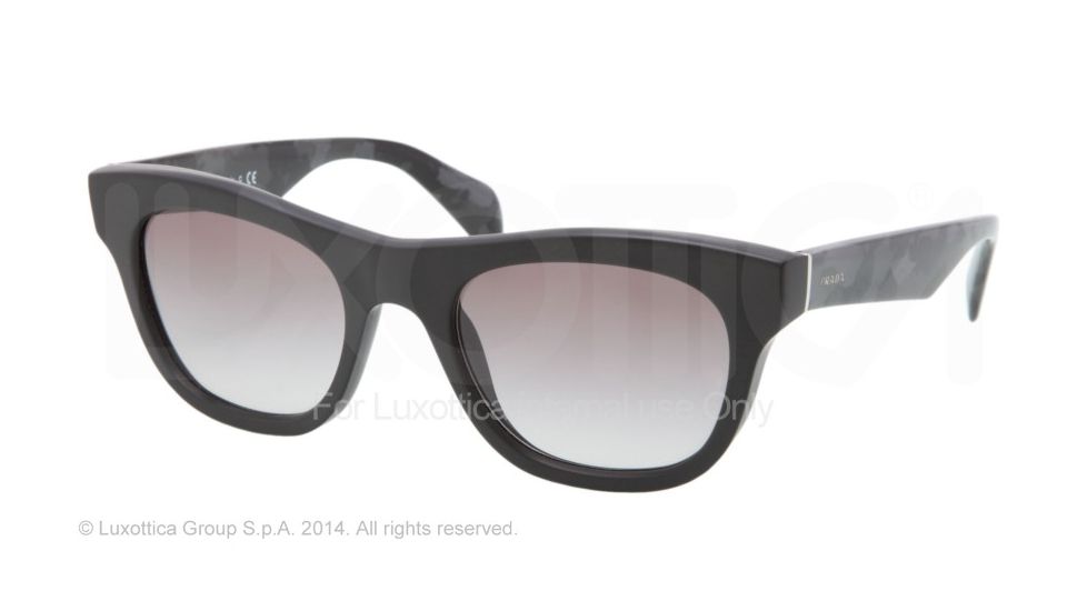 Prada JOURNAL PR04QS Single Vision Prescription Sunglasses PR04QS-1BO0A7-52 - Lens Diameter 52 mm, Frame Color Matte Black