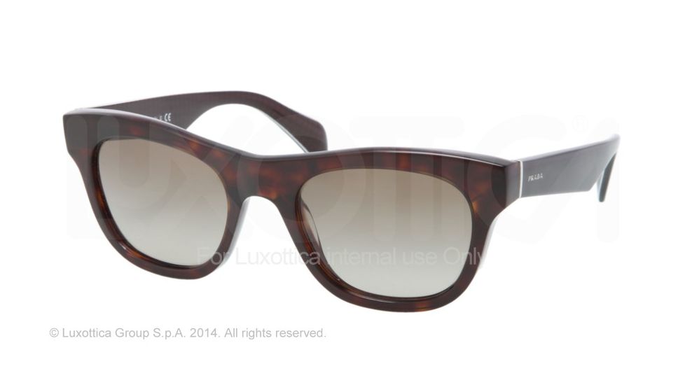 Prada JOURNAL PR04QS Single Vision Prescription Sunglasses PR04QS-2AU1X1-52 - Lens Diameter 52 mm, Frame Color Havana