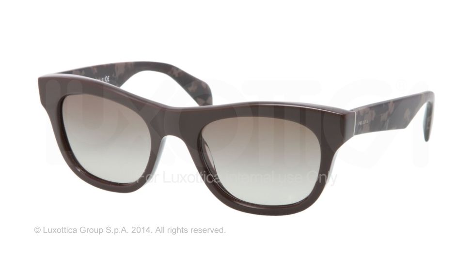 Prada JOURNAL PR04QS Single Vision Prescription Sunglasses PR04QS-DHO4M1-52 - Lens Diameter 52 mm, Frame Color Dark Brown