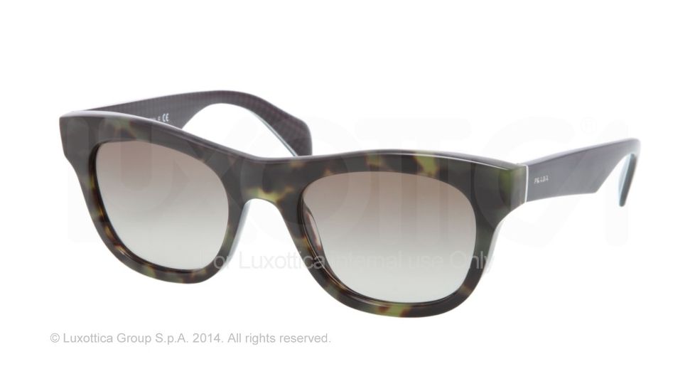 Prada JOURNAL PR04QS Single Vision Prescription Sunglasses PR04QS-LAB4M1-52 - Lens Diameter 52 mm, Frame Color Green Havana