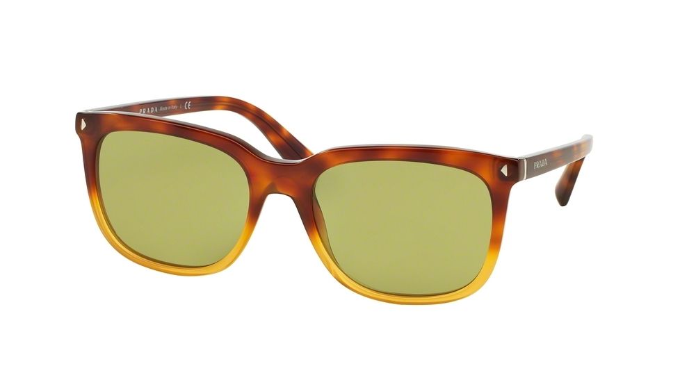 Prada JOURNAL PR12RS Single Vision Prescription Sunglasses PR12RS-TKU4K2-56 - Lens Diameter 56 mm, Frame Color Light Havana Gradient Yellow