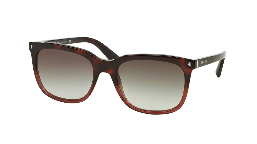 Prada JOURNAL PR12RS Single Vision Prescription Sunglasses PR12RS-TWC0A7-56 - Lens Diameter 56 mm, Frame Color Red Havana Gradient