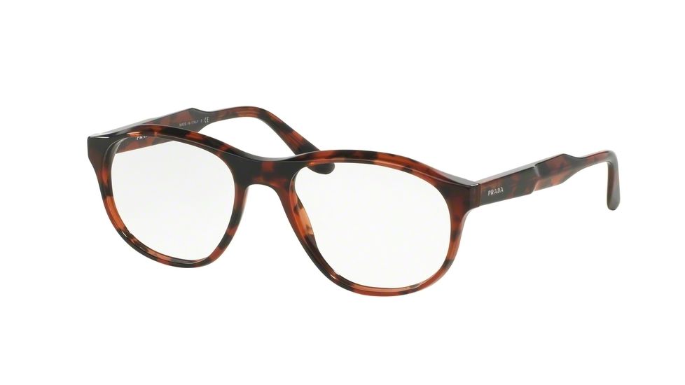 Prada JOURNAL PR12SV Single Vision Prescription Eyeglasses UBK1O1-52 - Brown Red Havana Frame