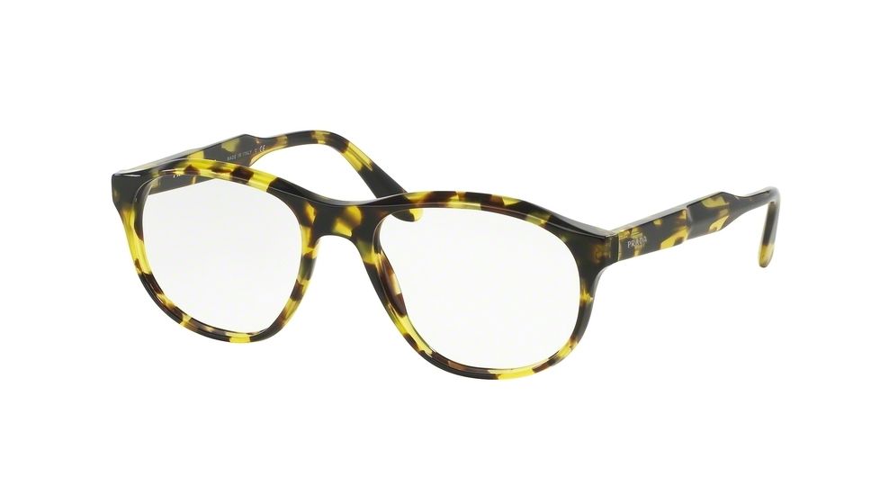 Prada JOURNAL PR12SV Single Vision Prescription Eyeglasses UBL1O1-52 - Yellow Havana Frame