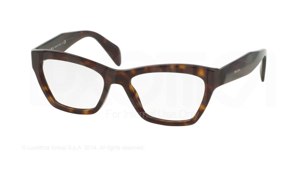 Prada JOURNAL PR14QV Progressive Prescription Eyeglasses 2AU1O1-53 - Havana Frame