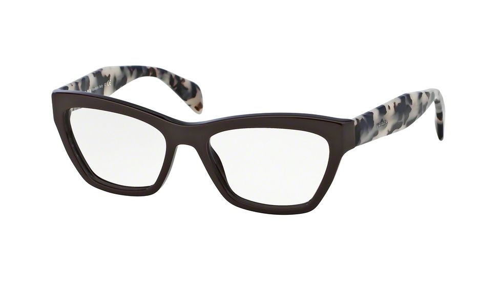Prada JOURNAL PR14QV Progressive Prescription Eyeglasses DHO1O1-51 - Dark Brown Frame