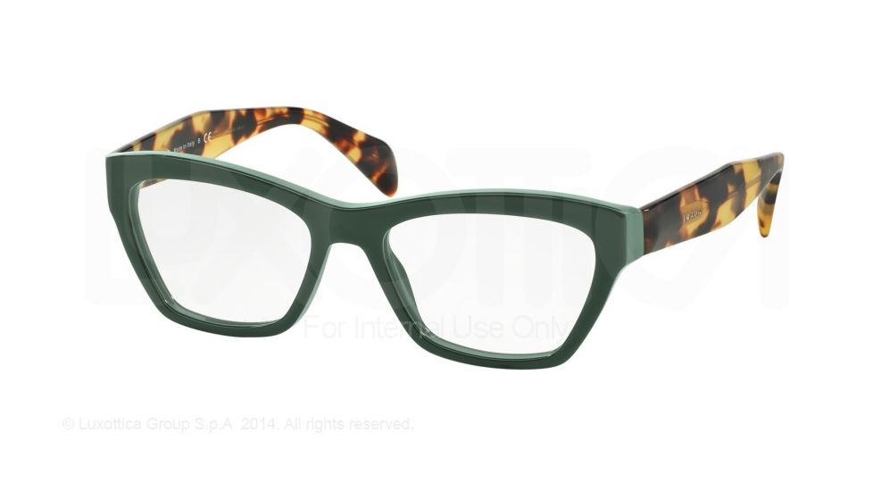 Prada JOURNAL PR14QV Progressive Prescription Eyeglasses TFO1O1-53 - Opal Green/green Frame
