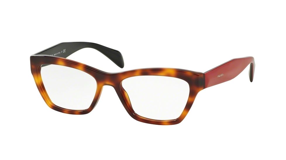 Prada JOURNAL PR14QV Progressive Prescription Eyeglasses TKR1O1-53 - Havana Frame