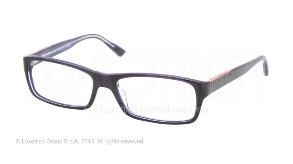 Prada Linea Rosa Eyeglasses PS11AV with Lined Bifocal Rx Prescription Lenses ZXZ1O1-53 - Blue/Azure Transparent Frame