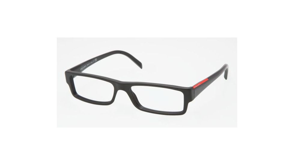 Prada Linea Rosa PS 01AV Eyeglasses Styles - Black Demi Matte Frame w/Non-Rx 51 mm Diameter Lenses, 1BO1O1-5115