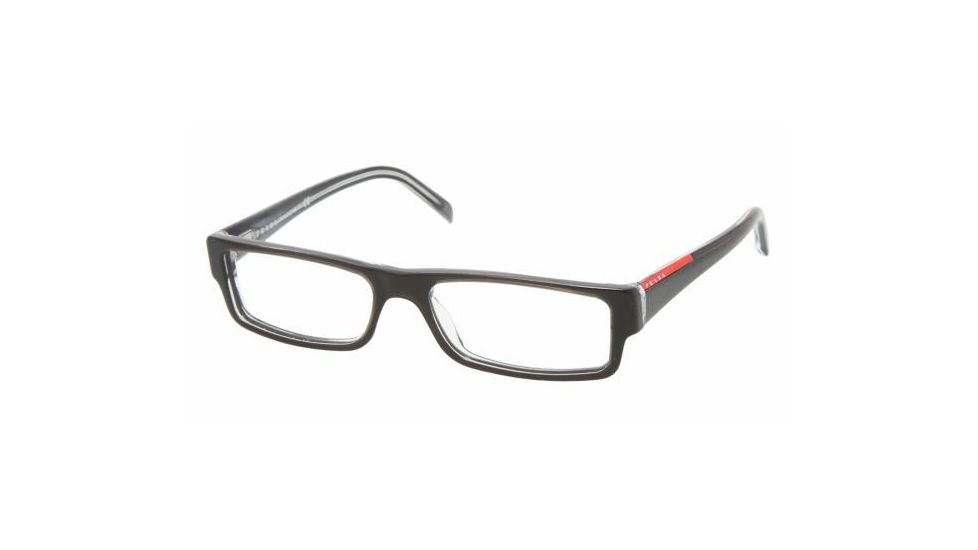 Prada Linea Rosa PS 01AV Eyeglasses Styles - Black/Transparent Gray Frame w/Non-Rx 51 mm Diameter Lenses, ZXX1O1-5115
